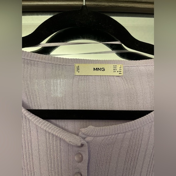 MANGO Ribbed Viscose Balloon Sleeve button Cardigan in purple - Picture 3 of 10